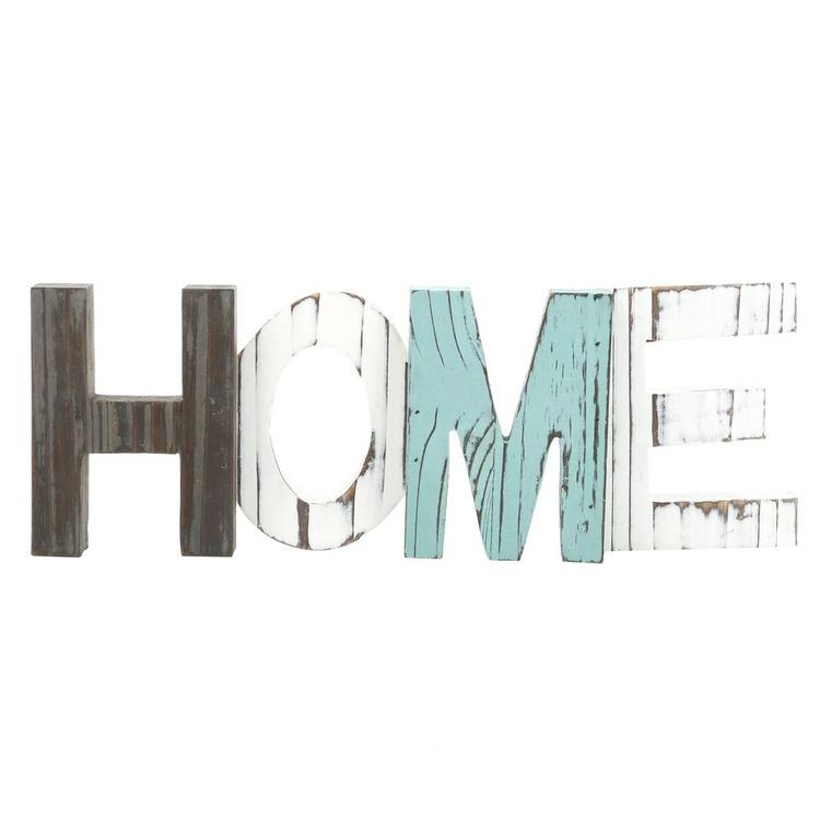 Rustic Wood HOME Decorative Sign, Standing Cutout Word Decor, Multicolor - MyGift Enterprise LLC