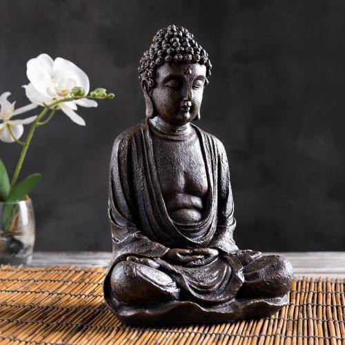 Seated Shakyamuni Resin Bronze Buddha Statue - MyGift