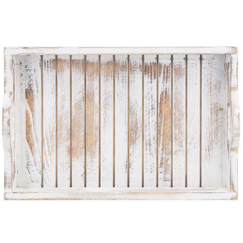 Shabby Chic Whitewashed Wood Serving Tray - MyGift