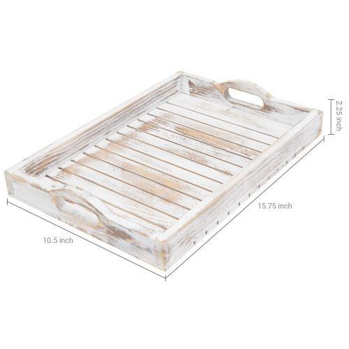 Shabby Chic Whitewashed Wood Serving Tray - MyGift