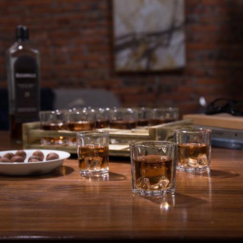 Shot Glass Server Tray with Rustic Burnt Wood - MyGift