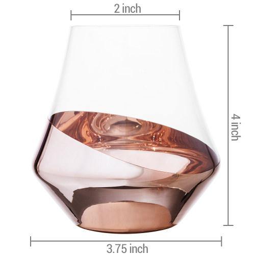 Whiskey Snifter Glasses with Luxury Angled Copper Design, Set of 4 - MyGift