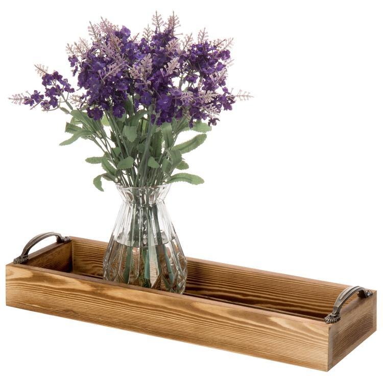 Slim Rustic Serving Tray with Antique Handles - MyGift