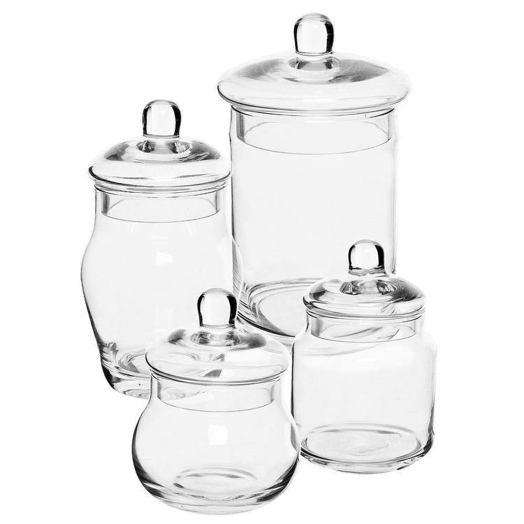 Small Glass Apothecary Jars with Lids, Set of 4 - MyGift