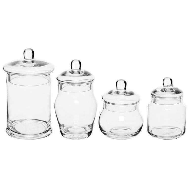 Small Glass Apothecary Jars with Lids, Set of 4 - MyGift