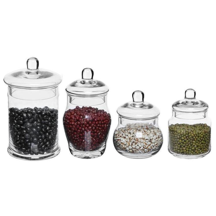 Small Glass Apothecary Jars with Lids, Set of 4 - MyGift