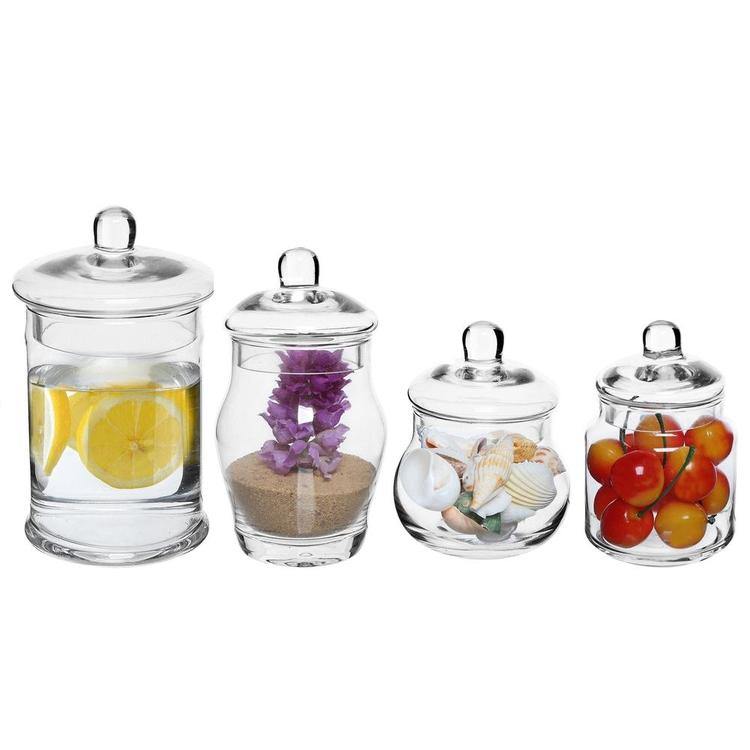 Small Glass Apothecary Jars with Lids, Set of 4 - MyGift