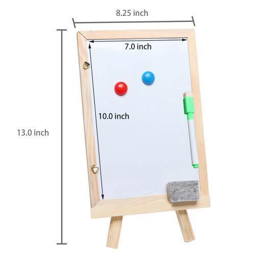 Small Wood Chalkboard Whiteboard Easel w/Chalks, Magnets & Marker - MyGift