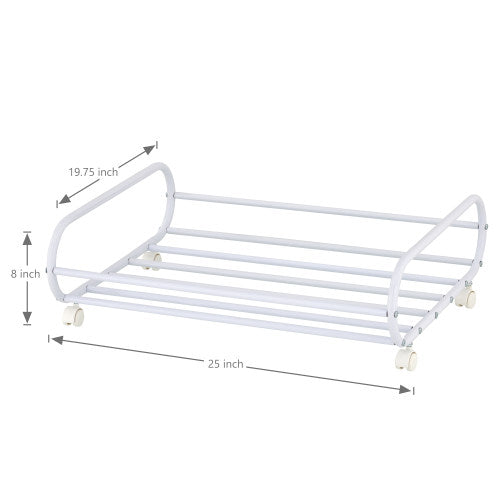 White Metal Rolling Under-Bed Storage Cart-MyGift