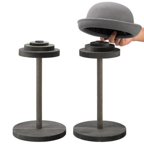 Stack-Up Style Gray Wood Hat Display Stands, Set of 2 - MyGift