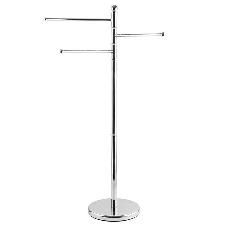 40 Inch Stainless Steel Bathroom  / Kitchen Towel Rack Stand with 3 Swivel Arms - MyGift Enterprise LLC