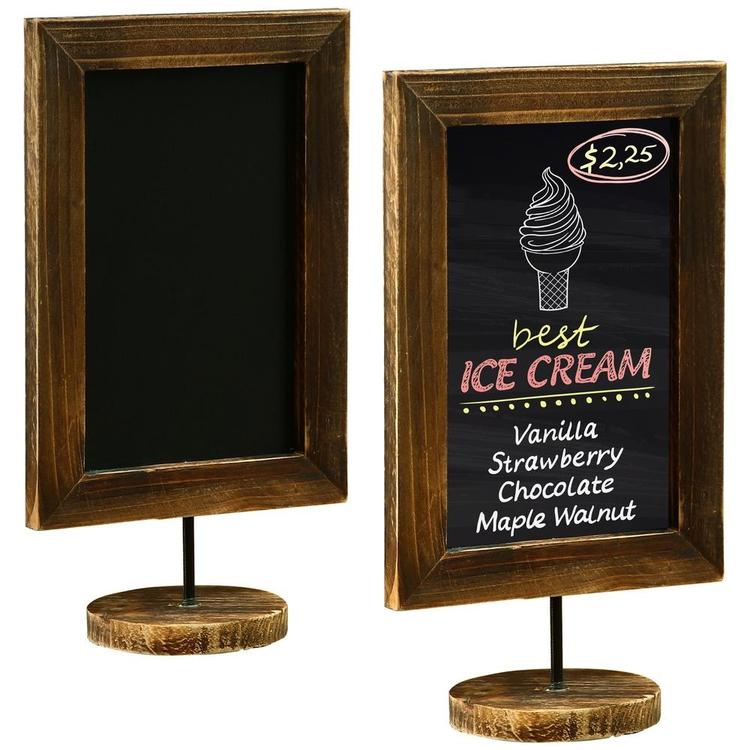 12-Inch Burnt Wood Framed Tabletop Chalkboard Cafe Menu Sign, Set of 2 - MyGift Enterprise LLC