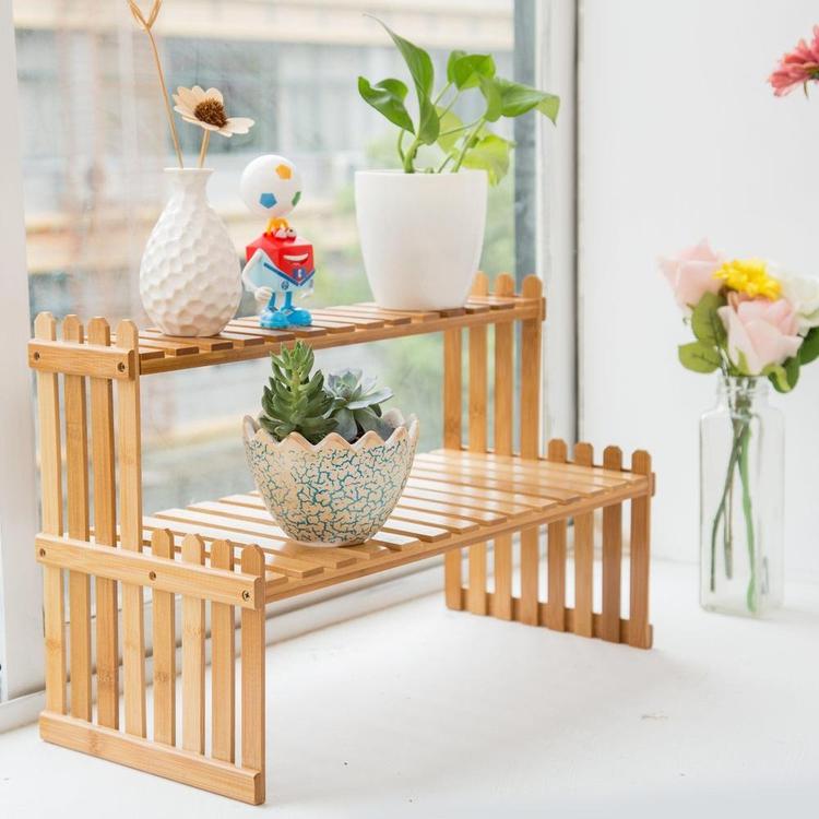 Tabletop Display Stand, Natural Bamboo Wood Plant Stand