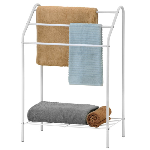 Freestanding White Metal 3 Tier Towel Rack-MyGift