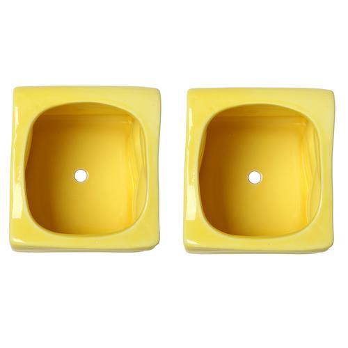 Small Yellow Ceramic Planter Pot, Set of 2 - MyGift