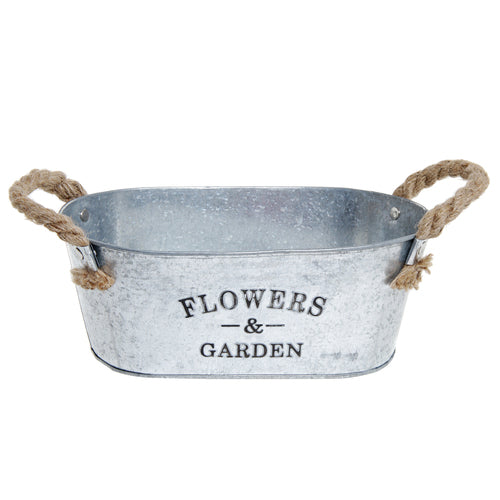 Rustic 'Flowers & Garden' Galvanized Metal Succulent Planter-MyGift