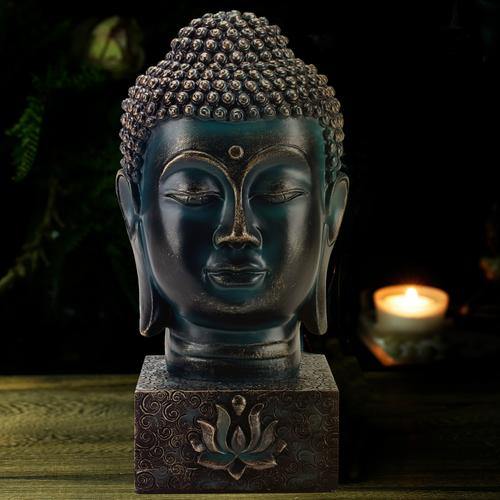 Buddha Bust with Lotus Display Base