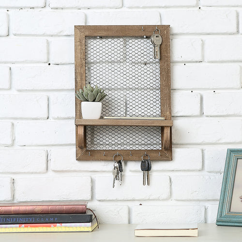 Black Chicken Wire Wall Hanging Organizer Shelf, 3-Tiers