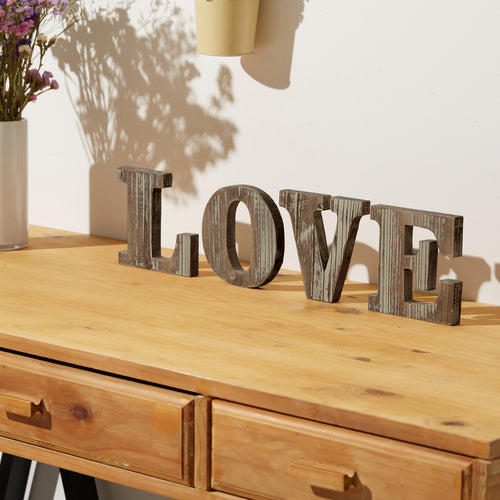 Farmhouse Style Torched Wood Cutout Letters 'Love'