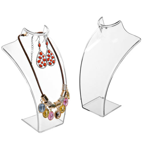 Clear Acrylic Jewelry Bust Stand, Set of 2