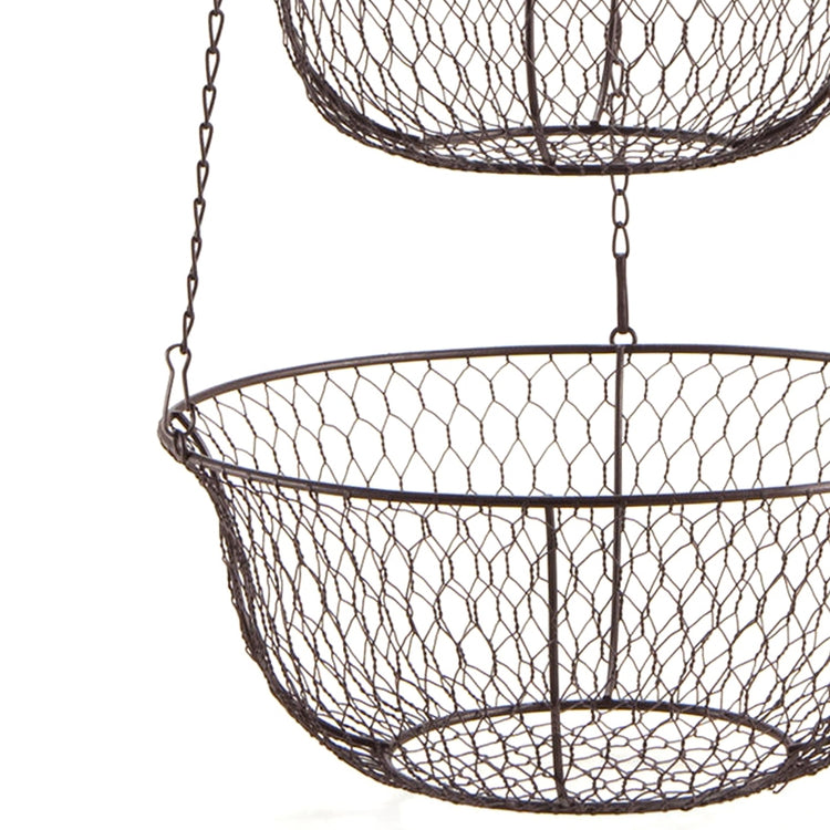 3-Tier Bronze-Tone Metal Chicken Wire Hanging Storage Baskets-MyGift