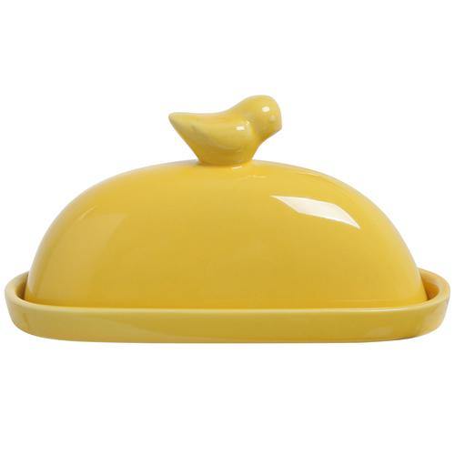 Yellow Bird Ceramic Butter Dish