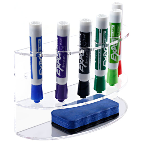 Round Clear Acrylic Dry Erase Marker & Accessories Holder, Wall Mounted