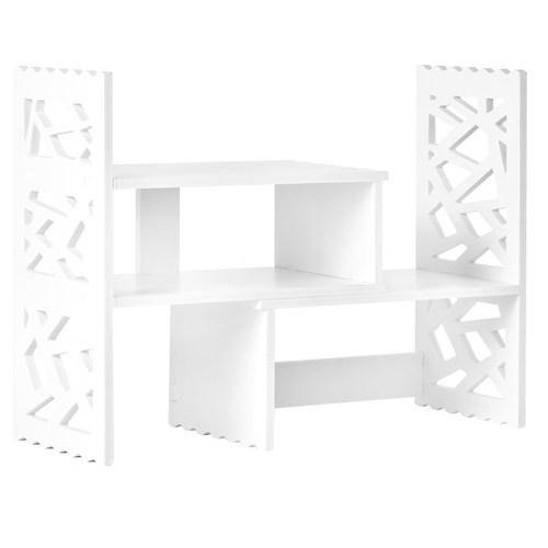 Expandable White Wood Desktop Bookshelf
