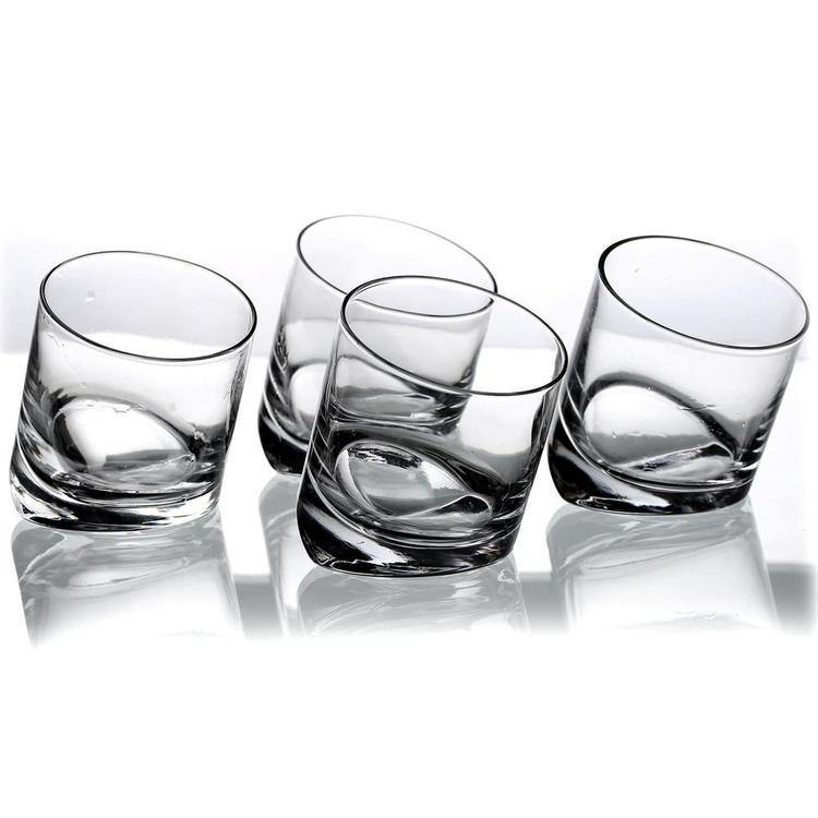 Tilting Whiskey Scotch Glasses, Set of 4 in Gift Box - MyGift