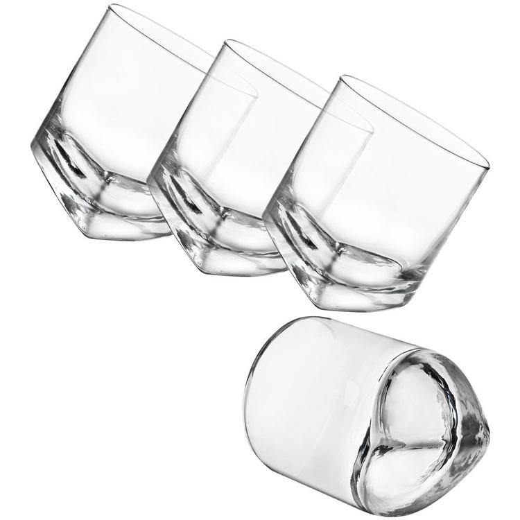 Tilting Whiskey Scotch Glasses, Set of 4 in Gift Box - MyGift