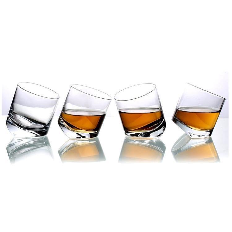 Tilting Whiskey Scotch Glasses, Set of 4 in Gift Box - MyGift