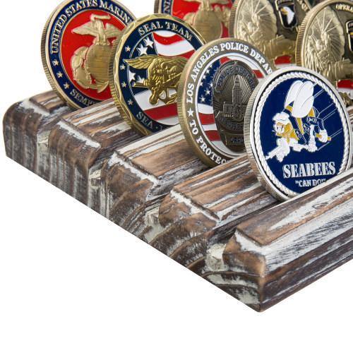 Torched Wood Challenge Coin Display, Set of 2 - MyGift