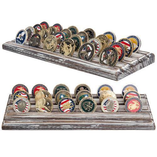 Torched Wood Challenge Coin Display, Set of 2 - MyGift