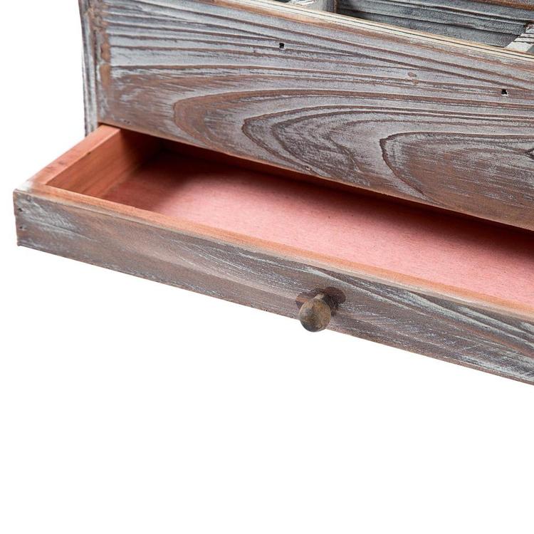 Torched Wood Desktop Office Supplies / Document Organizer Rack, Brown - MyGift Enterprise LLC