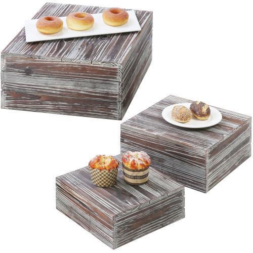 Torched Wood Display Risers, Set of 3 - MyGift