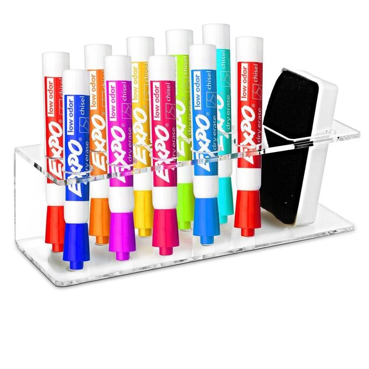 Transparent Acrylic 10 Slot Dry Erase Marker Holder Rack