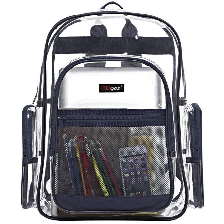 Transparent PVC Backpack with Navy Trim