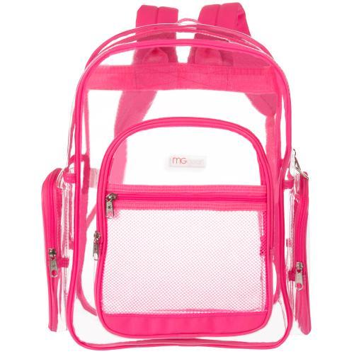 Transparent PVC Backpack with Pink Trim