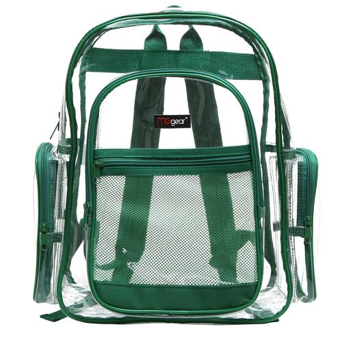 Transparent PVC School Bagpack with Green Trim