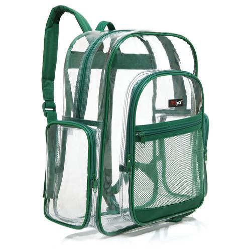 Transparent PVC School Bagpack with Green Trim