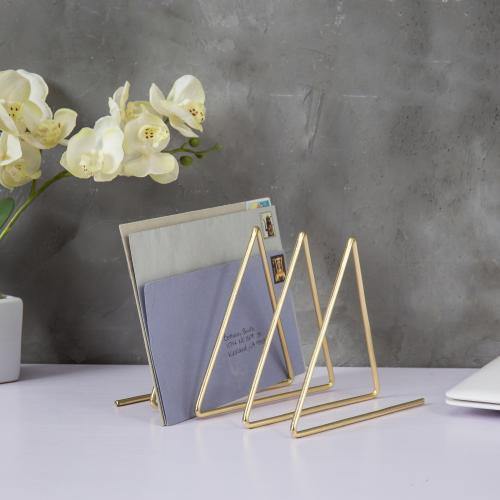Triangular Brass Tone Wire Magazine/Mail/File Sorter - MyGift