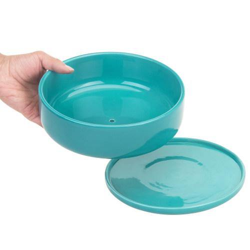 Turquoise Ceramic Succulent Planter with Removable Saucer - MyGift