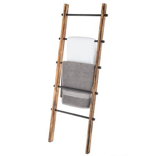Urban Rustic WallLeaning Wood & Metal Blanket Ladder MyGift