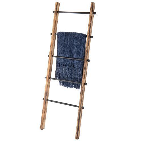 Urban Rustic Wall-Leaning Wood & Metal Blanket Ladder - MyGift