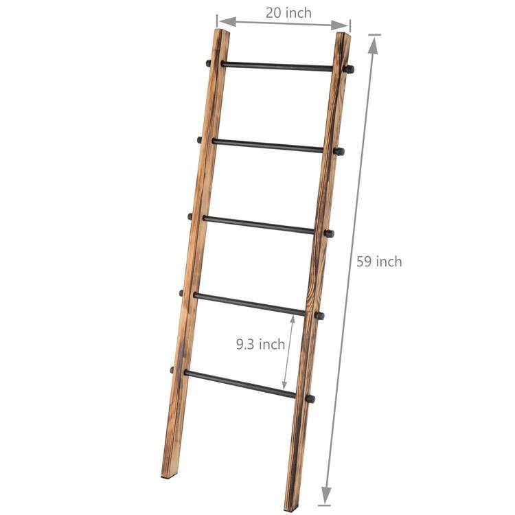 Urban Rustic Wall-Leaning Wood & Metal Blanket Ladder - MyGift