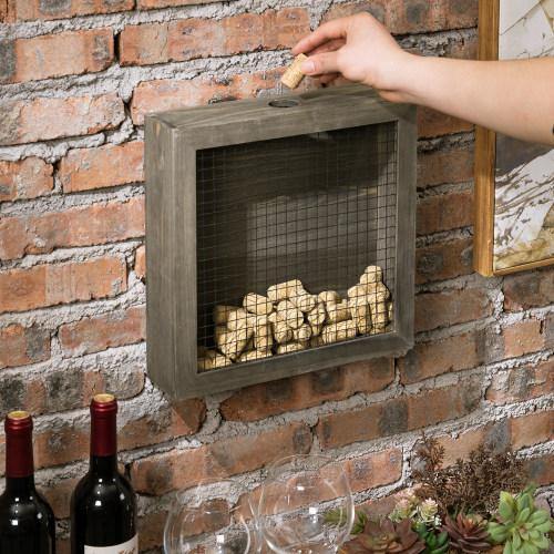 Wood and wire sales wall wine cork holder