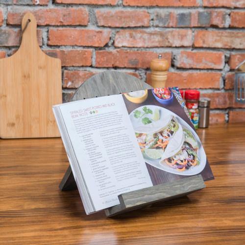 Vintage Gray Wood Cookbook/Tablet Holder with Kickstand - MyGift