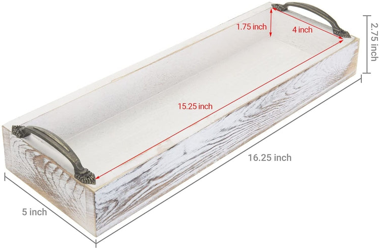 Whitewashed Rectangular Wood Serving Tray-MyGift