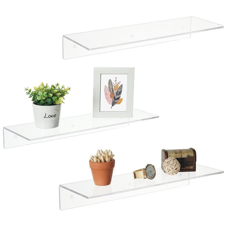 17 Inch Wall Mounted Clear Acrylic Modern Display Racks, Set of 3 - MyGift Enterprise LLC