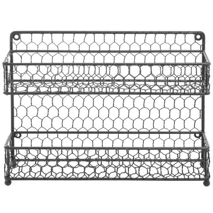 Country Style Dual Tier Wire Wall Mounted / Tabletop Spice Jar Storage Rack - MyGift Enterprise LLC